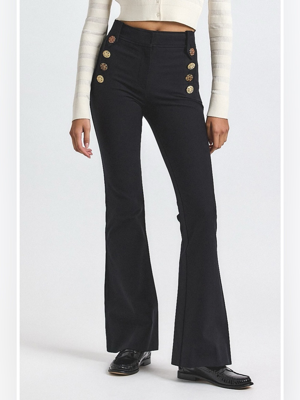 Derek Lam 10 Crosby Robertson High Waist Flare Sailor Pants black women's 12
